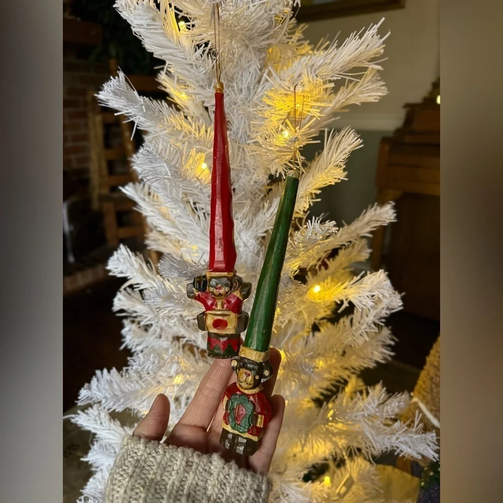 Vintage 1974 Festive Nutcracker Ornaments - Red and Green
